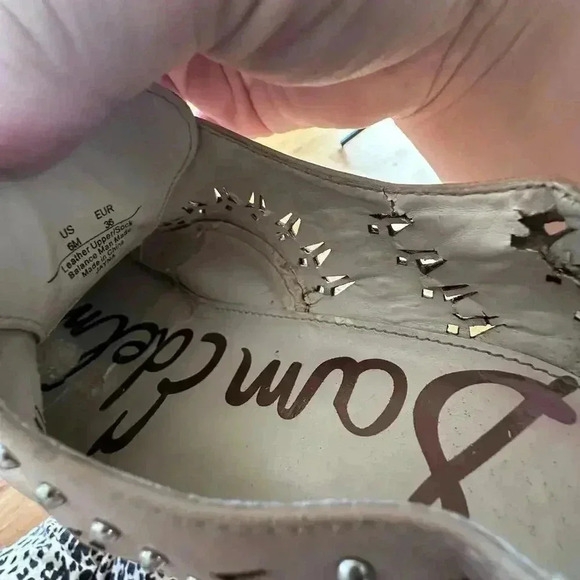 Sam Edelman Tan Jayna Cut Out Studded Lace Up Oxfords Size 6 Womens Beige - Picture 7 of 8
